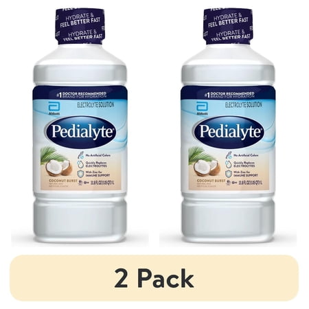 (2 pack) Pedialyte Electrolyte Drink, Coconut Burst, 1 Liter