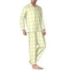 thumbnail image 2 of Fotbe Lemon Yellow Checkboard Pijama de Hombre con Estampado de Manga Larga, Conjunto de 2 Piezas, Ropa de Dormir Suave y Cómoda con Bolsillos-Large, 2 of 7