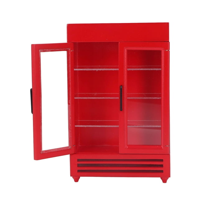 Dollhouse Réfrigérateur, Bois Dollhouse Réfrigérateur Double Porte Sûr Simulation Facile à Stocker Exécution Exquise pour 1:12 Dollhouse Blanc, Jaune, Noir, Bleu, Rouge