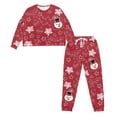 thumbnail image 4 of Yuyamidu Snowman Long Sleeve Pajama Set for Women 2 Pieces Christmas Pj Top and Pants with Pockets Snowflake Sleepwear Red Crewneck Nightwear Size XL, 4 of 7