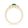 thumbnail image 2 of ANGARA Natural 1 ct Emerald and Diamond Three Stone Ring in 14K Yellow Gold for Women (Size-7x5mm) | May Birthstone, Birthday, Anniversary, Jewelry Gift for Women | Natural Emerald Ring, 2 of 11