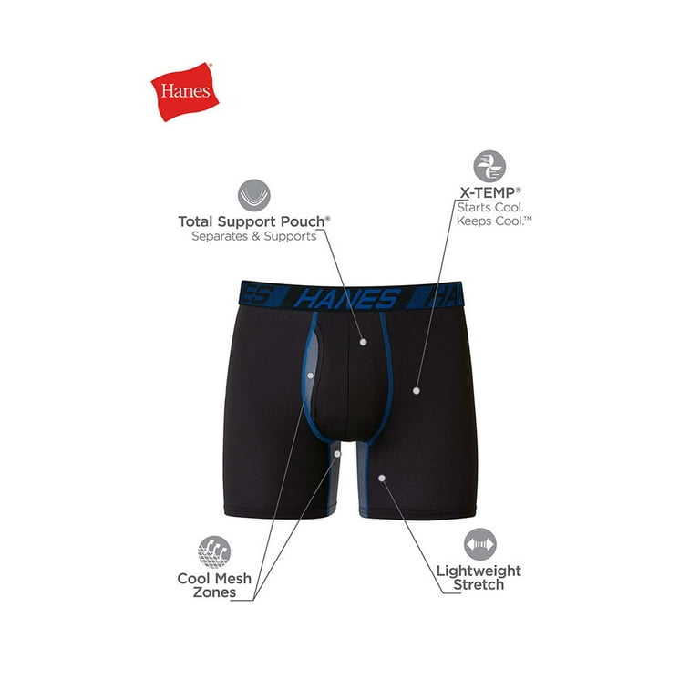 Hanes X-Temp Total Support Pouch Men's Underwear Boxer Briefs Pack,  Anti-Chafing, Moisture-Wicking Underwear, 3-Pack, Hanes X-Temp Boxer Briefs  3 Pack 