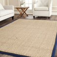 thumbnail image 1 of Safavieh Natural Fiber Collection NF114E Border Basketweave Seagrass Area Rug, 8' x 8' Square, Blue, 1 of 5