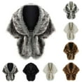 thumbnail image 2 of Xfvqtps Womens Fake Faux Fur Shawl Wrap Fluffy Plush Collar Shrug for Cocktail Reception Party Warm Winter Jacket Dark Gray, 2 of 3