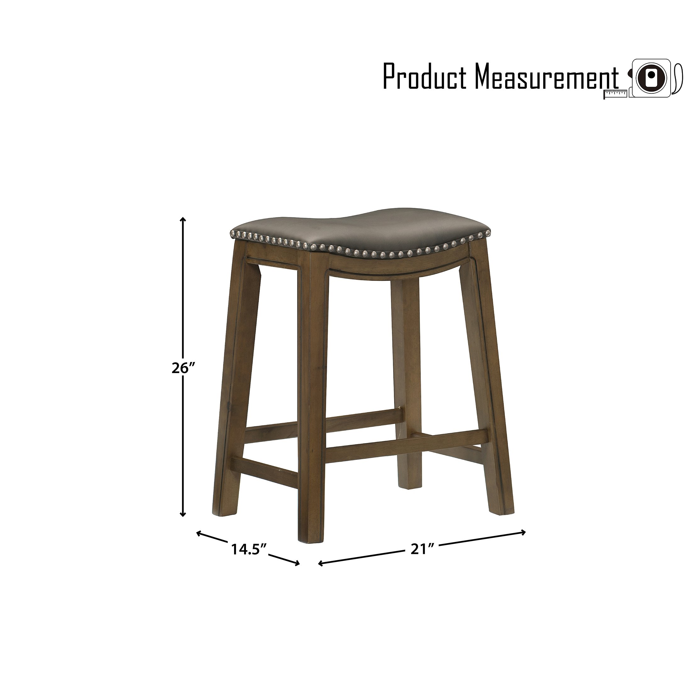 OakvillePark Eustis Saddle Seat Counter Height Barstool, Gray