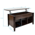 thumbnail image 2 of Veryke Lift Top Coffee Table, Coffee Table with Hidden Storage Compartment & Shelf, Solid Wood Storage Coffee Table for Living Room, Dining Room, Bedroom, Office, Brown, 2 of 7