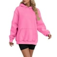 thumbnail image 2 of Oversized Hoodies for Women 2025 Fall Winter Long Sleeve Plain Basic Hooded Sweatshirt with Pockets Pullover Tops, 2 of 6