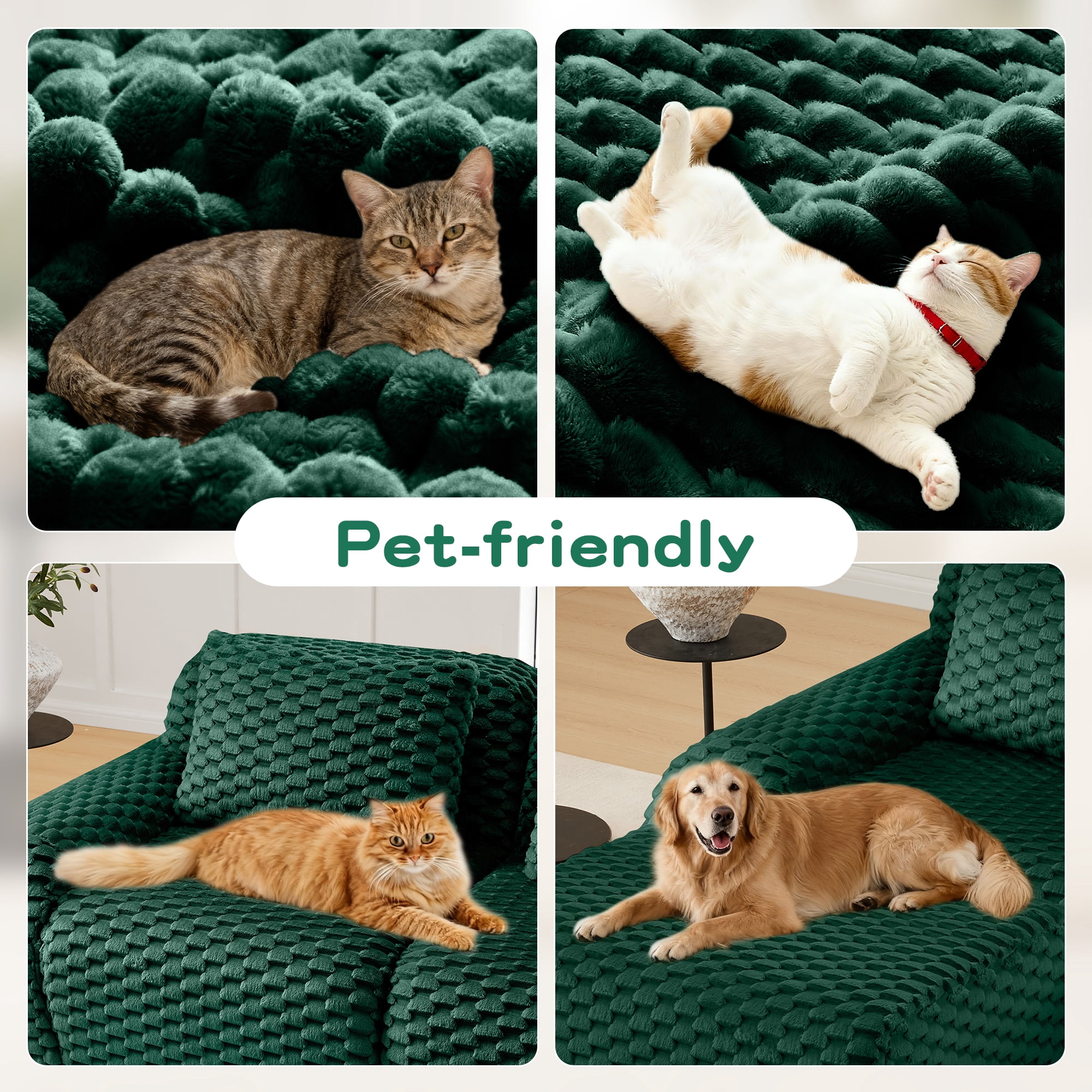 MAYEERTY 82" Modern Modular Loveseat, Textured Flannelette, Cloud Comfort, Deep Seat, Boneless, No Assembly, Green