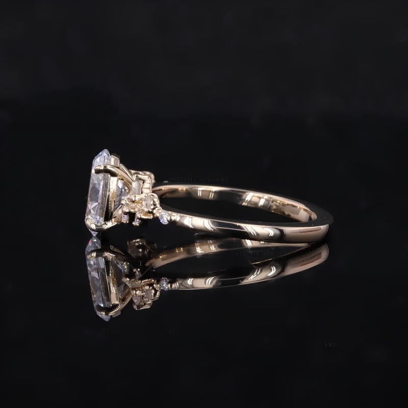 solitaire jewels Unique SnowDrift Oval Moissanite Engagement Ring For Women, 14K Yellow Gold