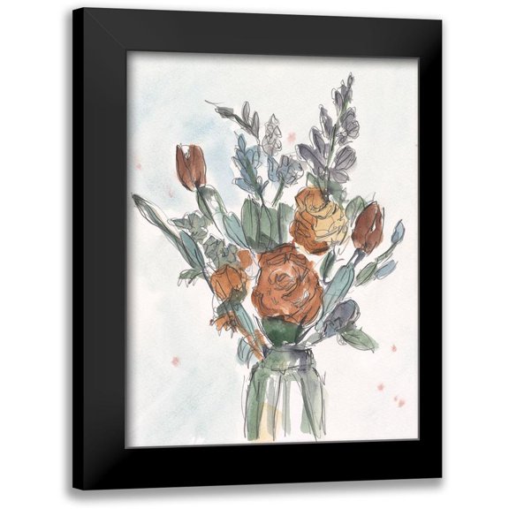 Harper, Ethan 12x14 Black Modern Framed Museum Art Print Titled - Watercolor Floral Arrangement II
