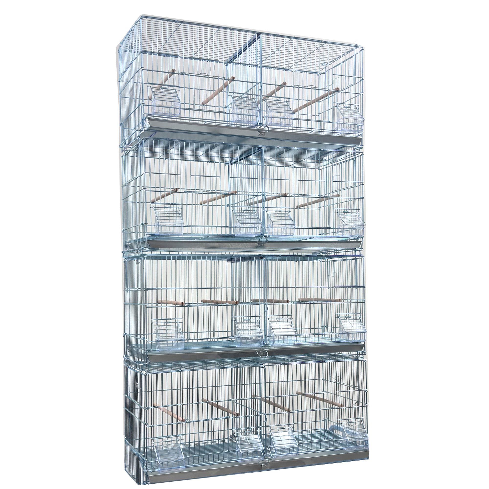 4 of LARGE Stainless Galvanized Zinc Plated Stackable Double Breeding Breeder Flight Bird Cage Center Dividers With Side Breeding Nest Box Doors