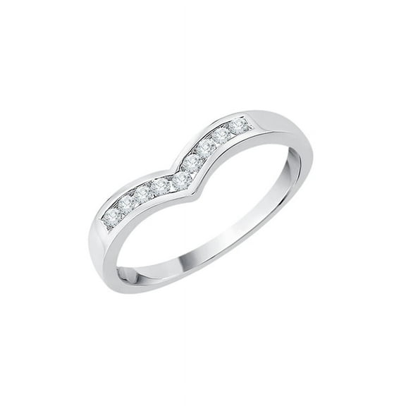 Channel Set Diamond Wedding Band in Sterling Silver (1/10 cttw, I-J, I1-I2) (Size-7)