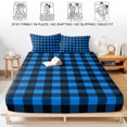 thumbnail image 5 of Full Size Fitted Sheet Set - Black Blue Plaid 3 Piece Bedding Sets 16" Deep Pocket Fitted Sheet with 2 Pillowcases Country Buffalo Checked Gingham Brushed Microfiber Hotel Luxury Bed Sheets, 5 of 9