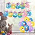 thumbnail image 3 of Double layer Gray Decoraciones para fiesta de Pascua, juego de pancartas de papel de Feliz Pascua para chimenea con colores variados y globos de látex de 12', 3 of 5