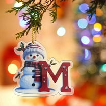 Christmas Snowman Alphabet Ornaments - Cute 2D Flat Personalized A-Z Pendants, Christmas Baubles for Tree Mantel and Gift Tag