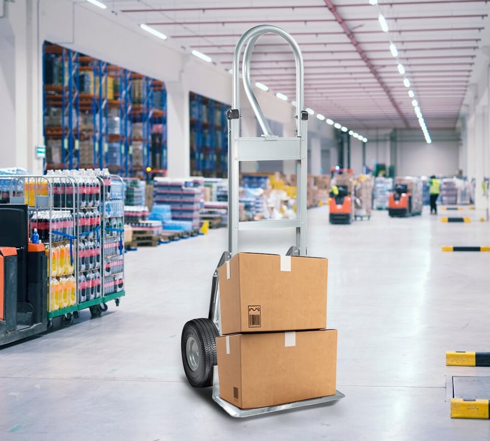2 Pack 600 lbs Aluminum Hand Truck Heavy Duty Dolly with P Handle & 10" Caster Wheels - Hand Truck with Skid Bars & Vertical Loop Handle - 52.3" x 17.5" with 19.3" x 7.5" Nose Plate