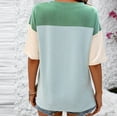 thumbnail image 2 of Annhoo Women's Half Sleeve Tops Fashion Color Block Crewneck Casual T-Shirts Cute Side Slit Knitted Tunics, 2 of 3