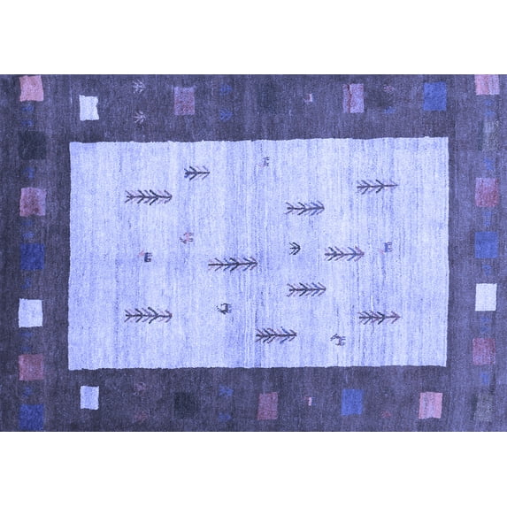 Ahgly Company Machine Washable Indoor Rectangle Abstract Blue Contemporary Area Rugs, 8' x 10'