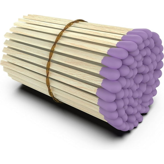 ZIKANI Lavender Tip Matches 4 Inch Match Refill and Striker 100 Long Matches Short Matches Wooden Matches Bulk Matches Decorative Matchsticks Safety Matches for Cloche Jar Box Fireplace (Lavender)