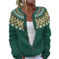 thumbnail image 2 of GrmtClth Fair Isle Cardigan for Women Fashion Button Up Knitted Sweaters Cozy Soft Long Sleeve Round Neck Winter Fall Sweater Coats Green S, 2 of 4