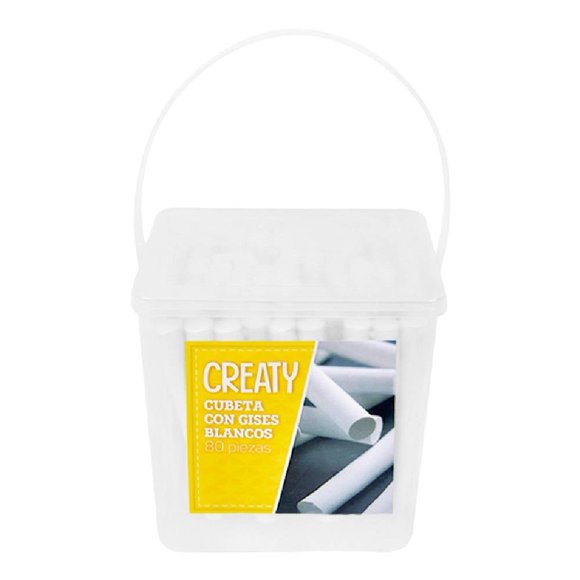 Cubeta con Gises Creaty Blancos 80 pzas
