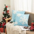 thumbnail image 5 of Funda de almohada de algodón con bendición navideña de 45x45cm para cama, sofá, cojín, fundas de almohada bordadas con copos de nieve para coche, 1 par de color azul, 5 of 5