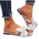 thumbnail image 5 of Mujeres Más Tamaño Vestidos de Verano Zapatos de Pie Casual con Decoración de Arco Color Sólido Sandalias Planas Cómodas Caminando, 5 of 9