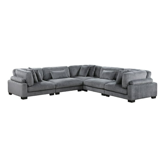 Lexicon Traverse Corduroy 5-Piece Modular Sectional in Gray