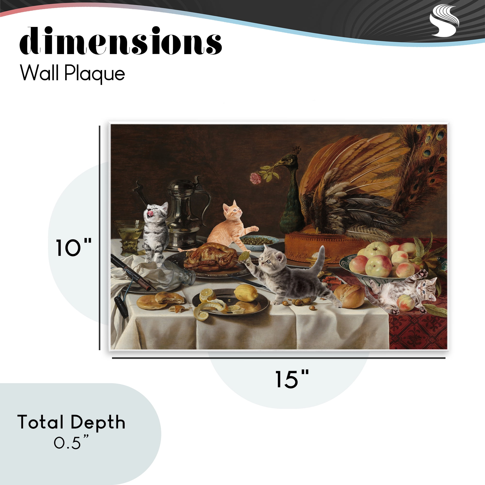 Kittens on Still Life Feast Wall Plaque Art, design by Masters Redux