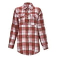 thumbnail image 6 of BYHONG Long Sleeve Shirts for Women Autumn Button Down Plaid Shirts Red L, 6 of 9
