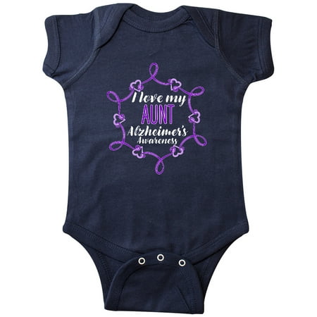 

Inktastic I Love My Aunt Alzheimer s Awareness with Purple Hearts Gift Baby Boy or Baby Girl Bodysuit