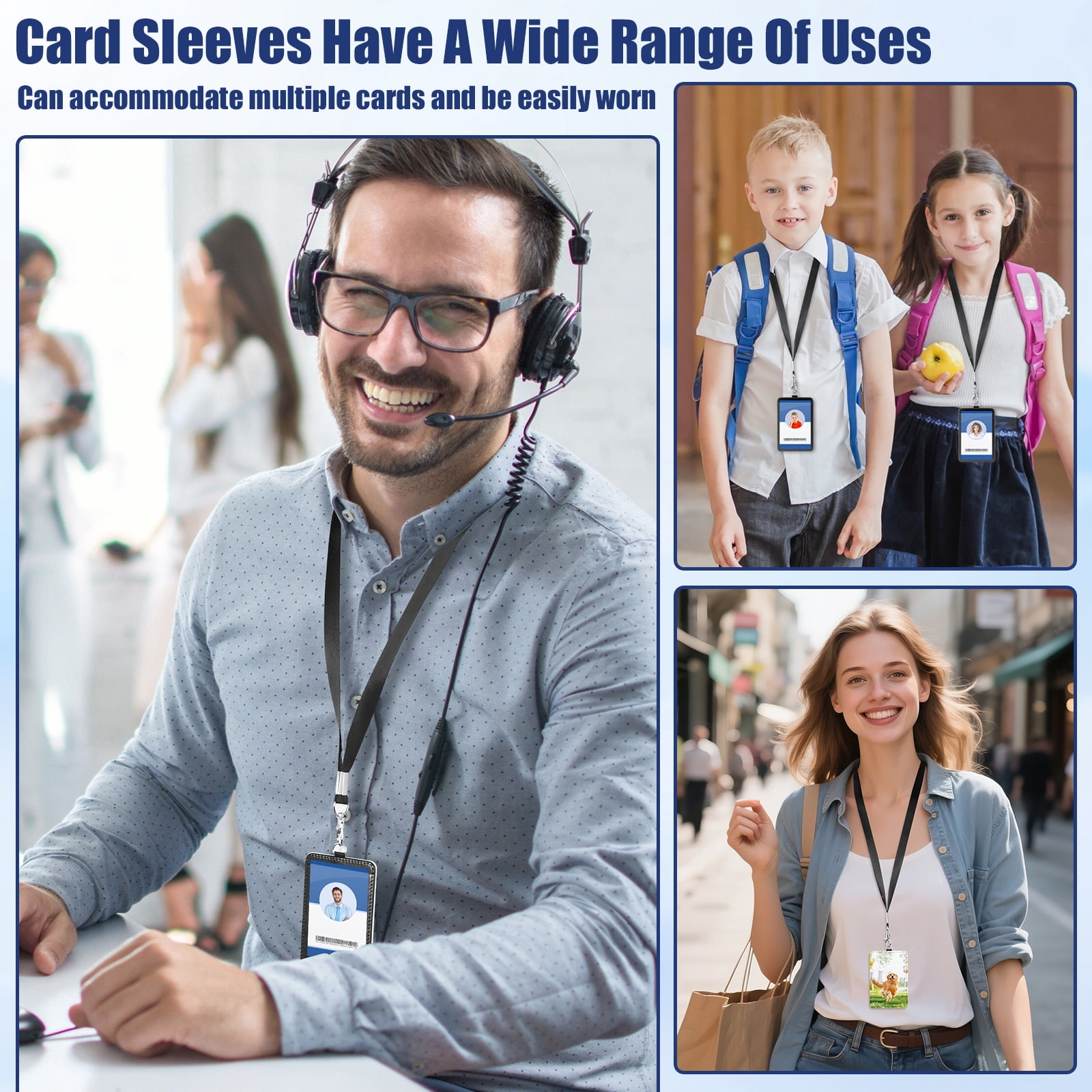 20 Pack Sublimation Blank PU Leather ID Badge Holder with Lanyard – Heat Transfer Vertical ID Card Holder for Office, Employee & Student
