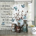 thumbnail image 2 of AUDeals Rustic Farmhouse Shower Curtain White Cotton Floral with Inspirational Quotes, Shabby Chic French Country Bathroom Decor, Verse Quotes Set, 2 of 5