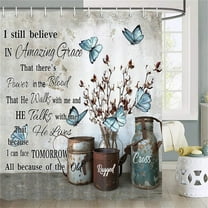 Shower Curtain Rustic Farmhouse Shower Curtain White Cotton Flower Inspirational Quotes Shabby Chic French Country Shower Curtain Verse Quotes Shower Curtain Set W Shower Curtain*1