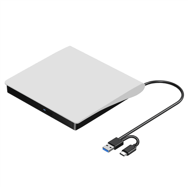 Lecteur Externe CD DVD/-RW, USB 3.0 et USB-C Portable Graveur de CD et DVD ROM Lecteur Graveur Réécrivain Lecteur de Disque, Blanc, 1 x Lecteur Externe CD/DVD, Blanc