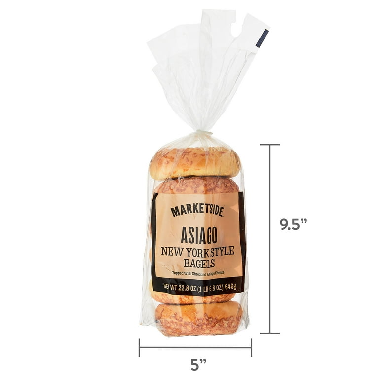 Marketside Asiago Cheese Bagels, Shelf-Stable, 22.8 oz, 6 Count