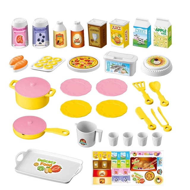 Bwiyojiz Simulation Kitchen Toy Toys Play Set Mini Cooking Utensils Tabletop, Gifts for Her, Multicolor