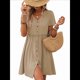 thumbnail image 1 of Vestido Bohemio de Fiesta para Mujer, de Corta, con Botones y Cuello en V, con Bolsillos, Color Albaricoque S, 1 of 6