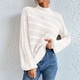 thumbnail image 2 of Suéter con cuello simulado Tejido de cable Color puro Hombro caído Manga larga Suéter de ajuste casual para mujer Blanco XL, 2 of 6