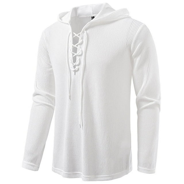 pstuiky hombres de manga larga, Top informal con capucha y cordón de manga larga de color liso a la moda para hombre Tops casuales para hombres m