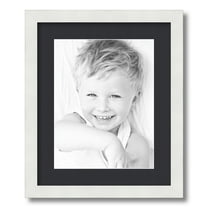 ArtToFrames 14x17" Matted Picture Frame with 10x13" Single Mat Photo Opening Framed in 1.25" Satin White Frame and 2" Black Mat (FWM-3966-14x17)