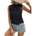 thumbnail image 2 of Women'S Lace Sleeveless Tops Pleated Summer Tank Tops 2025 Dressy Casual Sleeveless Shirts Blouse Black XL, 2 of 9