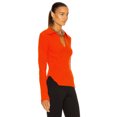 thumbnail image 3 of HELMUT LANG Womens Orange Textured Ribbed Underwire Pullover Vented Hem Long Sleeve Collared Sweater XXS, 3 of 3