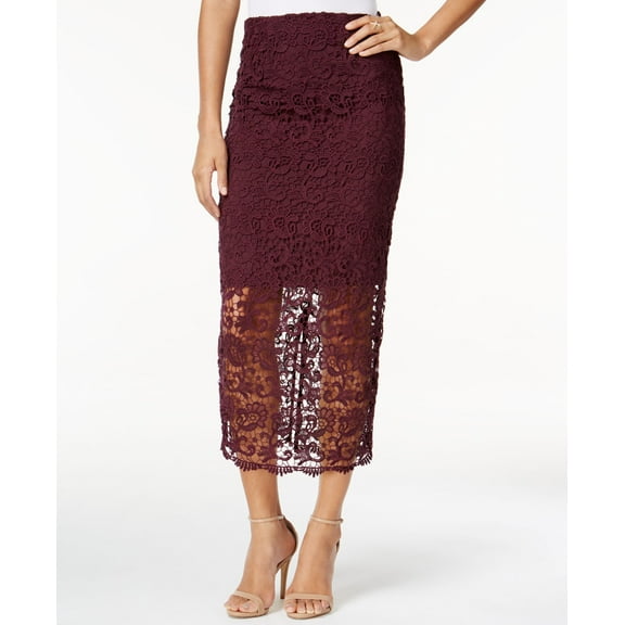 Bar III Crochet Lace Midi Skirt Purple S