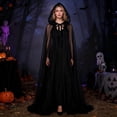 thumbnail image 2 of Hooded Cloak Adult Sheer Cape Witch Queen Cosplay Costume for Halloween Christmas Special Festivals Renaissance, 2 of 8