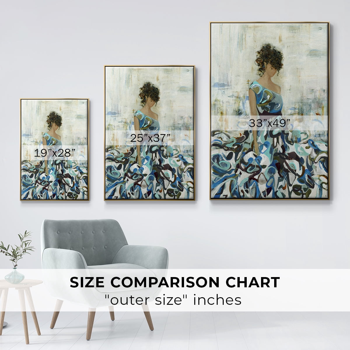 Fluid Beauty Framed Premium Gallery Wrapped Canvas - Ready to Hang - 25 x 37 - Gold Floating Frame