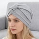 thumbnail image 5 of Turbante de color liso con diseño anudado elástico, tejido grueso con textura de gofre, estilo étnico indio., 5 of 8