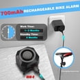 thumbnail image 2 of Alarma de bicicleta recargable USB con sensor de vibración antirrobo inalámbrico remoto y fuerte, sistema de alarma de seguridad del vehículo, remolque de bicicleta a prueba de agua, alarma de mo, 2 of 5