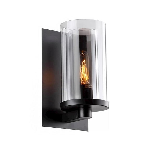 Bethel International Wall Sconce Black Metal & Glass