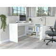 thumbnail image 3 of L-shaped Computer Desk In White, 45.11 In. Width, 29.6 Height, Open & Closed Storage Modern White Office Desk, 59" Spacious Worktop With Storage, Fits Any Corner Or Wall Captivatingly, 3 of 4